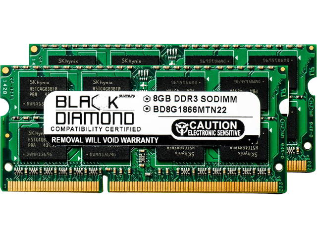 Black Diamond Memory 16GB (2 x 8GB) 204-Pin DDR3 SO-DIMM DDR3 1866 (PC3 14900) Notebook Memory Model BD8GX21866MTN22