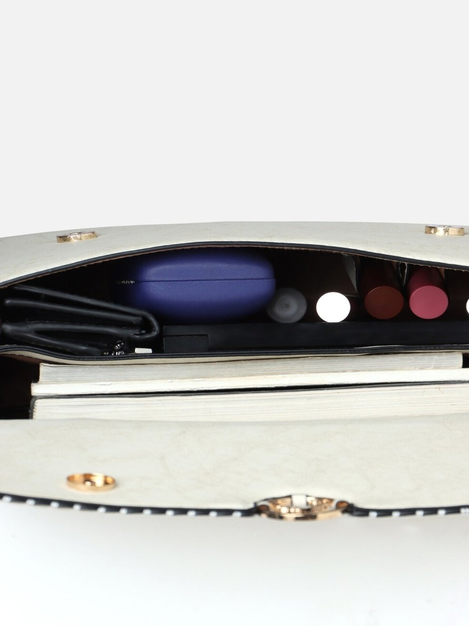 Allen Solly Cream Textured Medium Sling Handbag