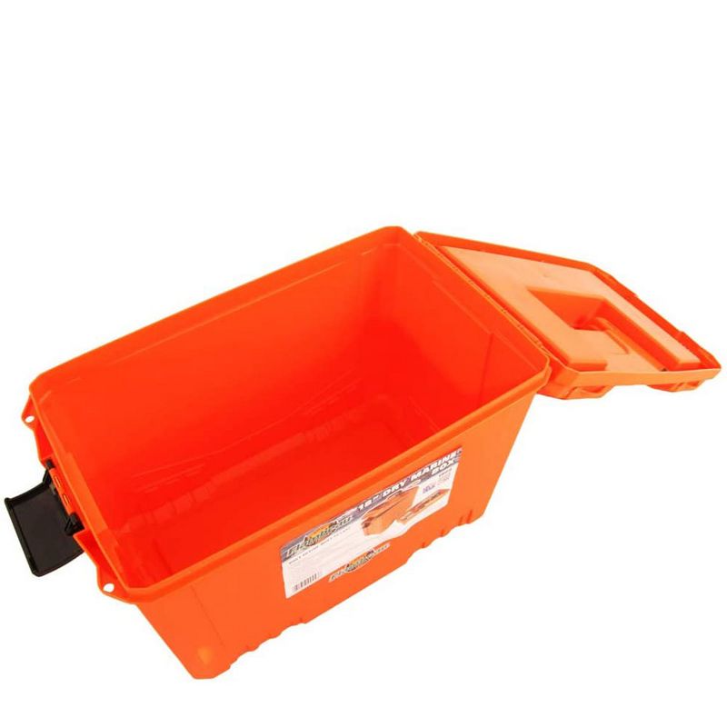 Flambeau Outdoors 1809 18 Inch Water Resistant Marine Dry Outdoor Camping Fishing Tackle Storage Box with Removable Tray, Orange