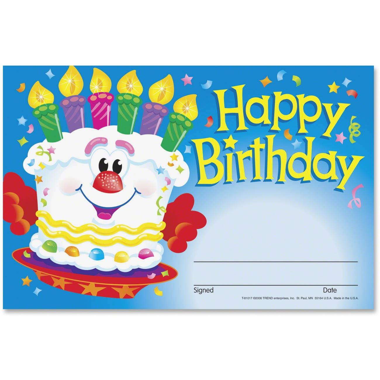 Trend enterprises, Inc Happy Birthday Cake Award 5-1/2"x8-1/2" Multi 81017