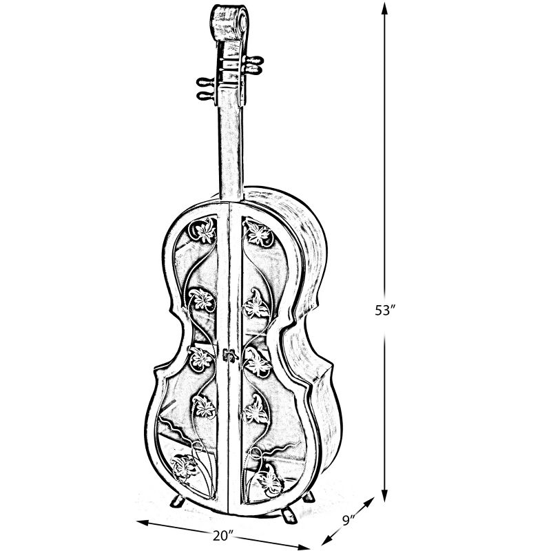 Vintiquewise 4.5 Feet Tall Violin Shaped Cabinet With 2 Shelf and Acrylic Clear Double Door