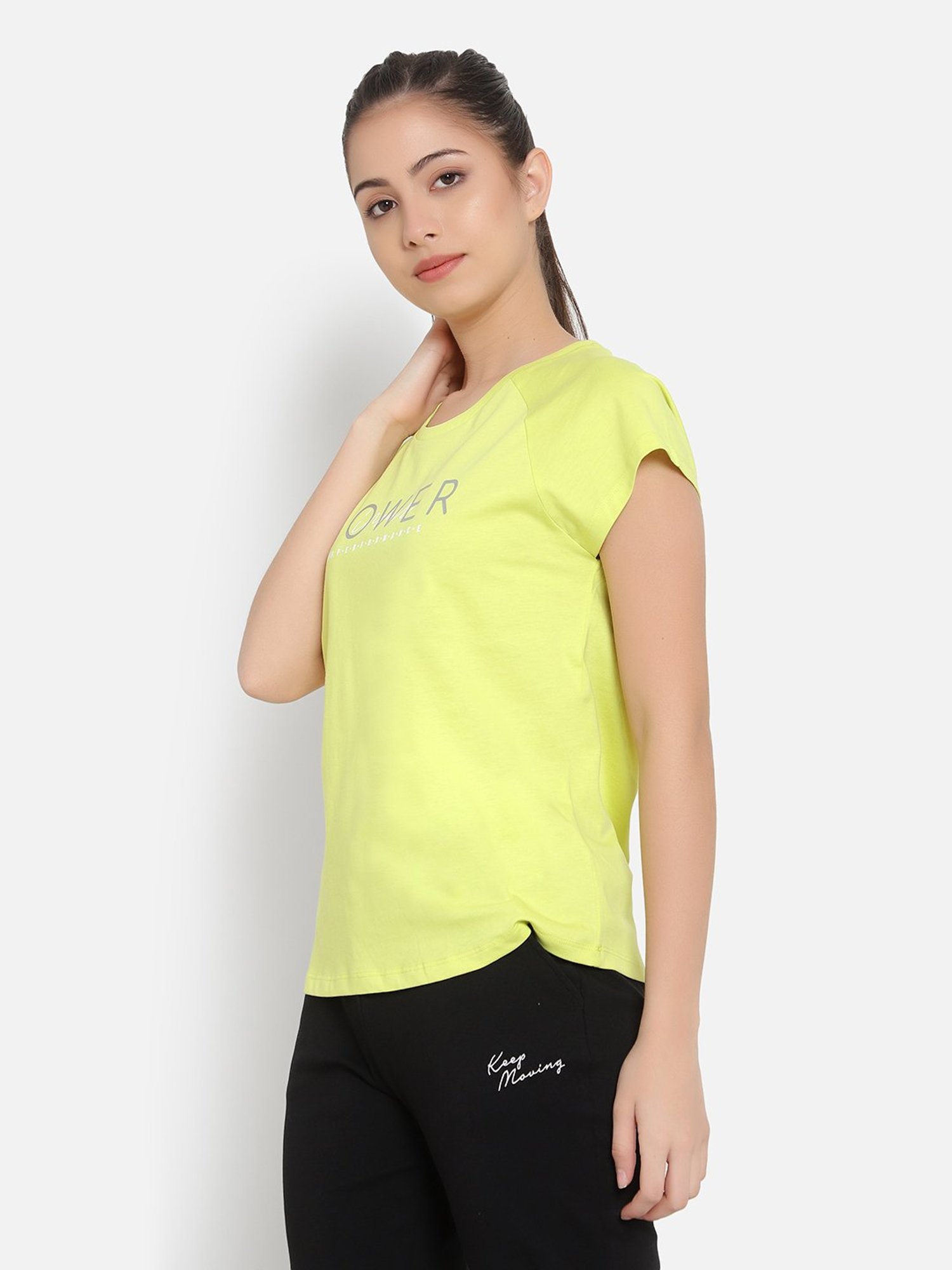 Anta Lime Green Cotton Printed Sports T-Shirt