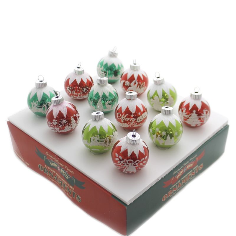 Shiny Brite 2.0" Hs Signature Flocked Ornament Holiday Splendor Christmas  -  Ornament Sets