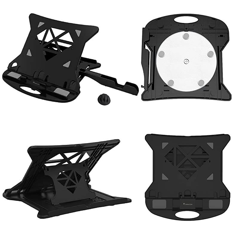 Laptop Stand Patented Riser Ventilated Portable Foldable Swivel Compatible with MacBook Notebook Tablet Tray Desk Table Book with Free Phone Stand and Cable Clip