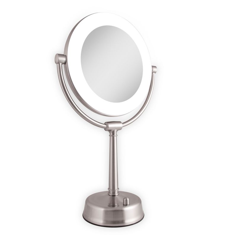 Zadro Fluorescent Lighted Mirror, Adjustable, Infinity Dimmer, 10X / 1X Power - Satin Nickel