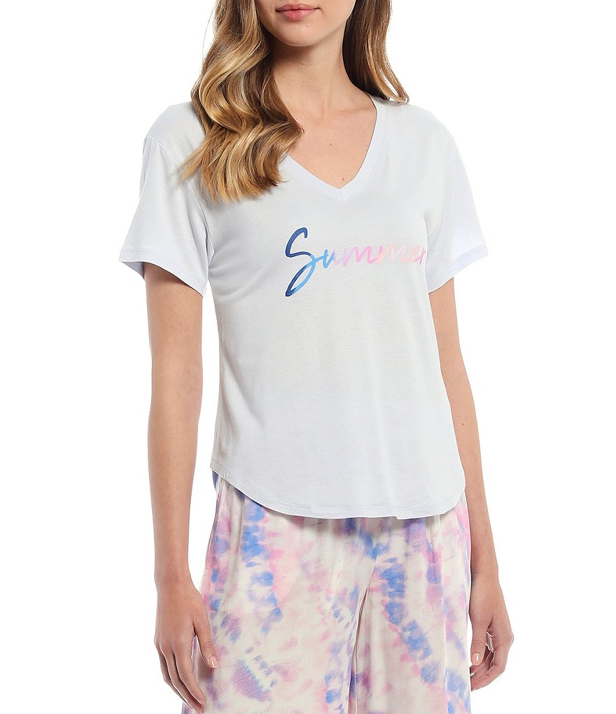 Jasmine & Ginger Summer Screen Print Jersey Knit Sleep Top