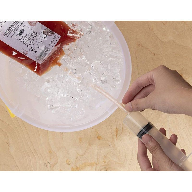 Blue Panda 15 Pack Reusable Blood Bag Drink Container, with Stickers & Syringe, Halloween Party Supplies 12 oz