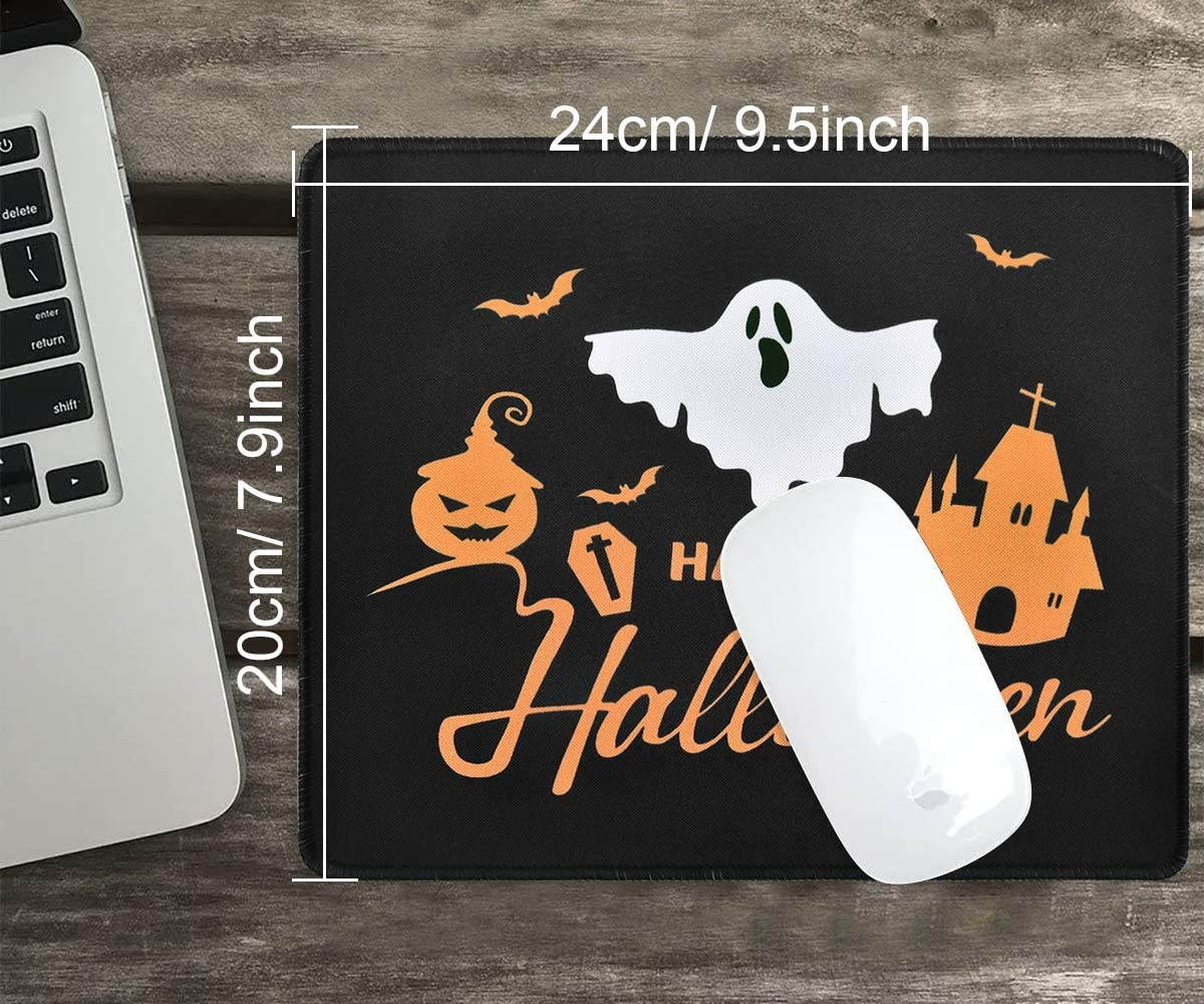 2 Pack Happy Halloween Mouse Pad Trick or Treat Mouse Pad Non-Slip Rubber Gaming Mouse Mat with Stitched Edges for Computer Laptop, 9.5 x 7.9 x 0.1 Inch