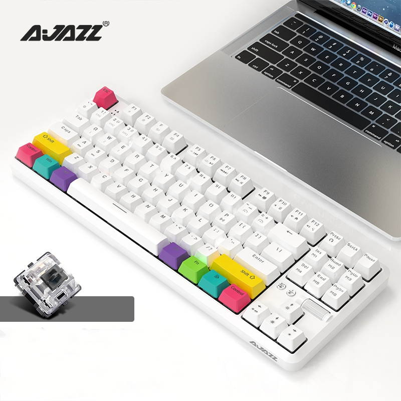 A-jazz  K870T Wired and Bluetooth Wireless Dual-mode Connectivity RGB Backlit TKL Mechanical Keyboard