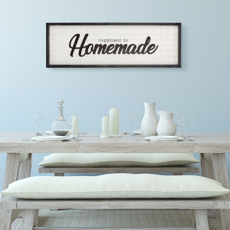 12"x36" Happiness is Homemade Rustic Wood Framed Wall Art White - Patton Wall Decor