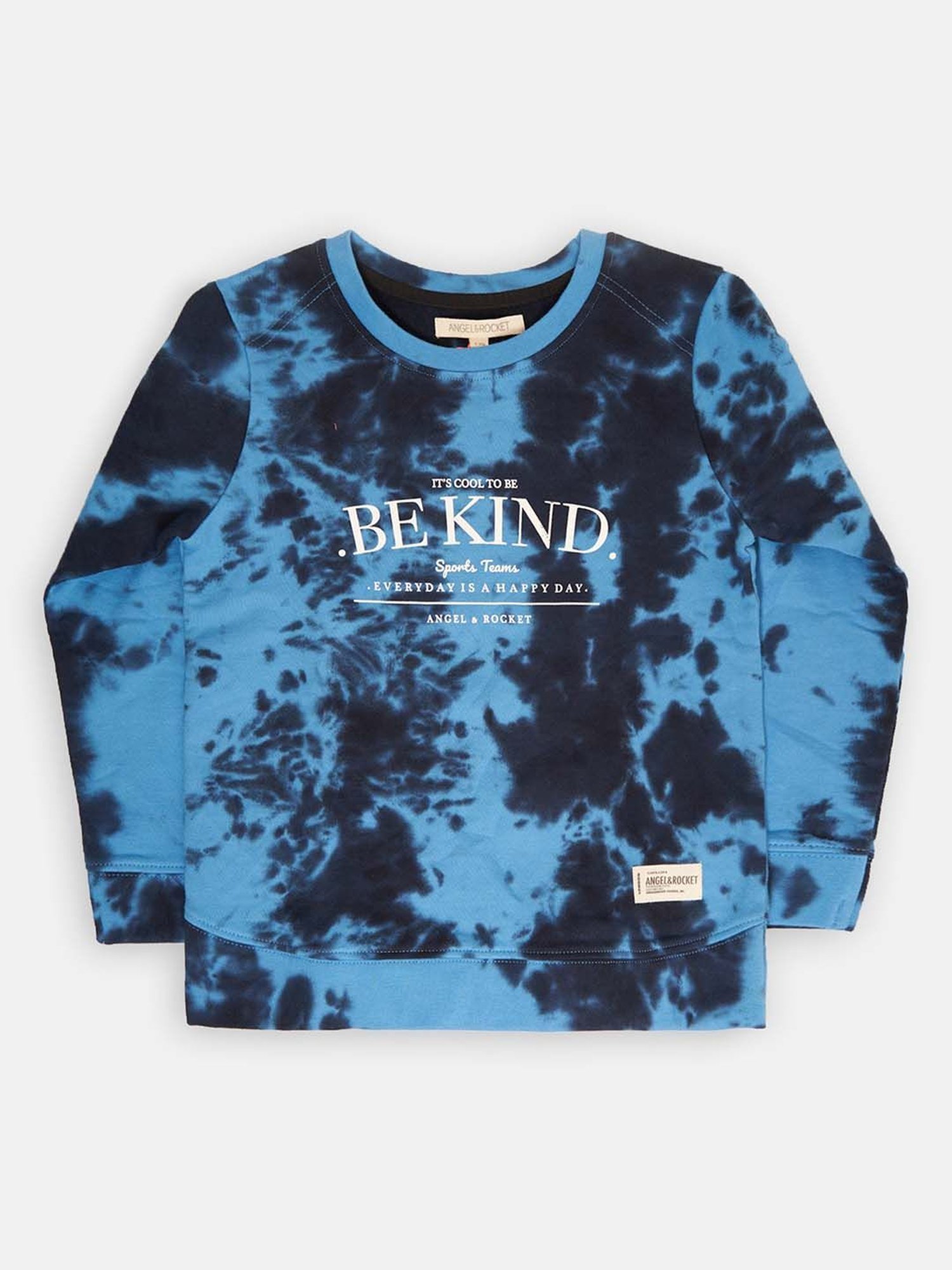 Angel & Rocket Kids Blue Printed Full Sleeves Sweatshirt