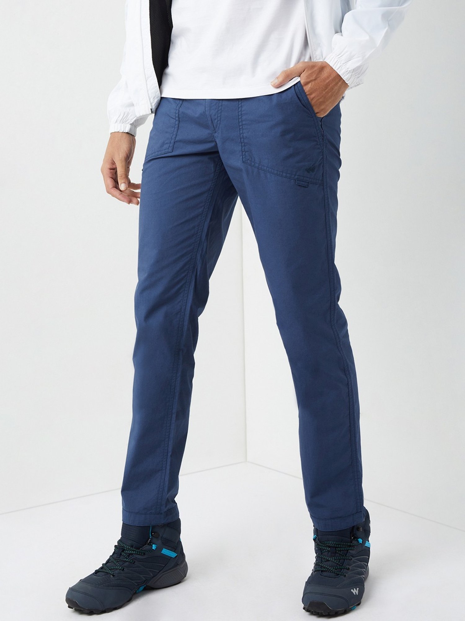 Wildcraft Dusty Blue Cotton Regular Fit Trackpants
