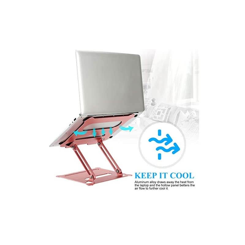 Laptop Notebook Stand Holder Adjustable Ultrabook Stand Riser Portable Compatible with laptops 10-15.6"(Rose Gold)