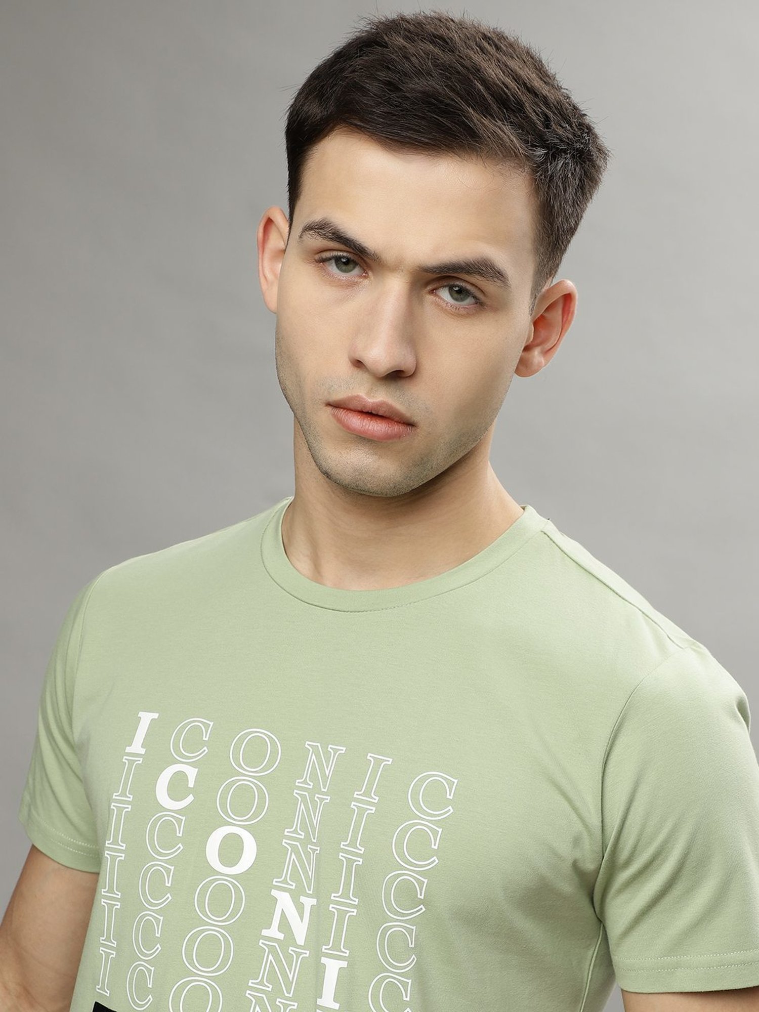 Iconic Men Typography Regular Fit Cotton T-shirt