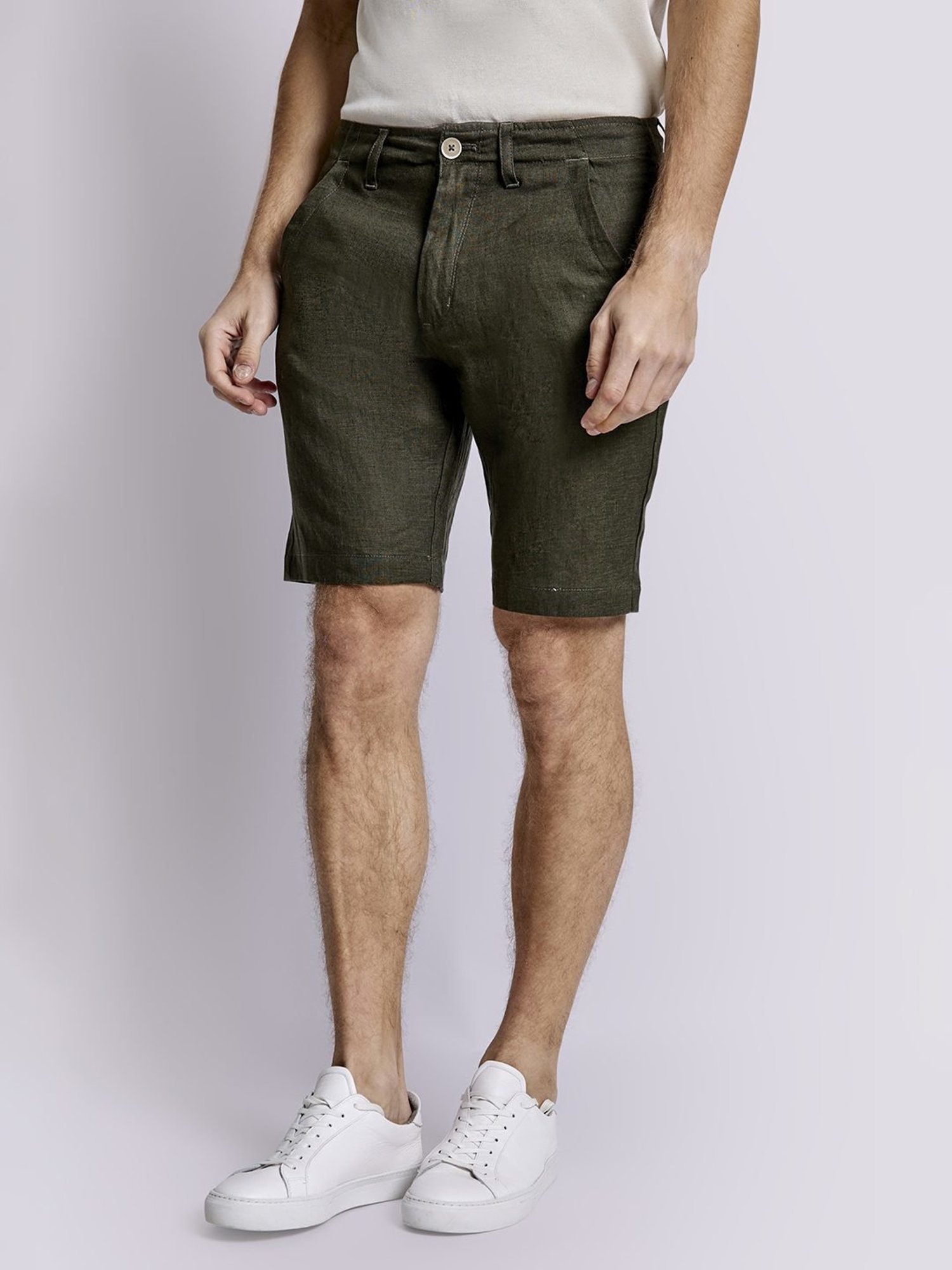 Bruun & Stengade Green Linen Regular Fit Shorts