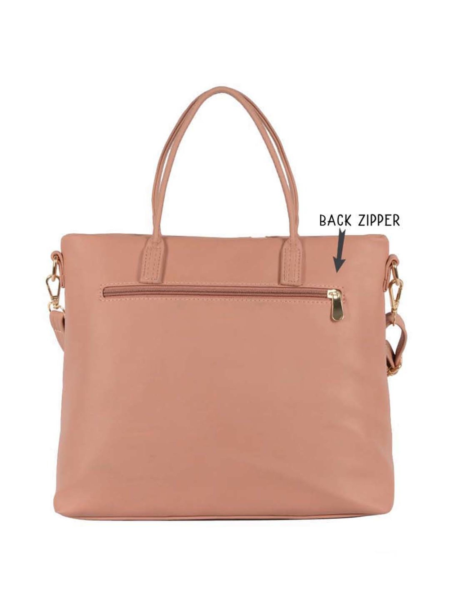 Baggit Pink Solid Medium Tote Handbag