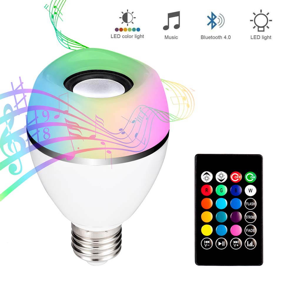 Smart Music LED Bulb RGB Light Wireless Bluetooth Audio Speaker Music Playing Dimmable Lamp with APP Remote Control