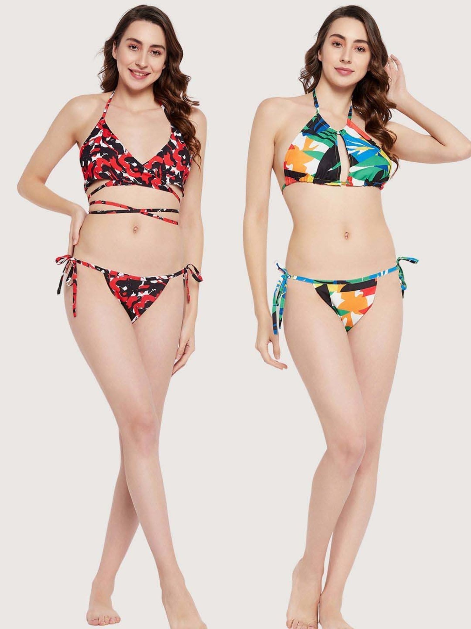 Secrets By ZeroKaata Assorted Printed Bikini Set - Pack Of 2
