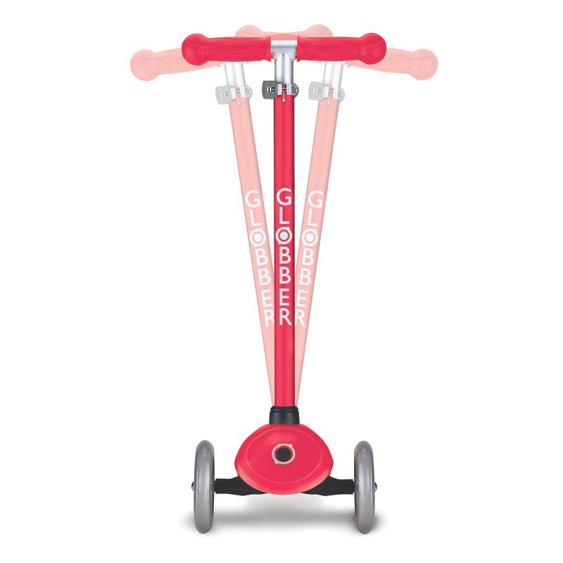 Globber Primo 3-Wheel Kids Kick Scooter with Adjustable Height and Comfortable Grips for Boys and Girls, Red