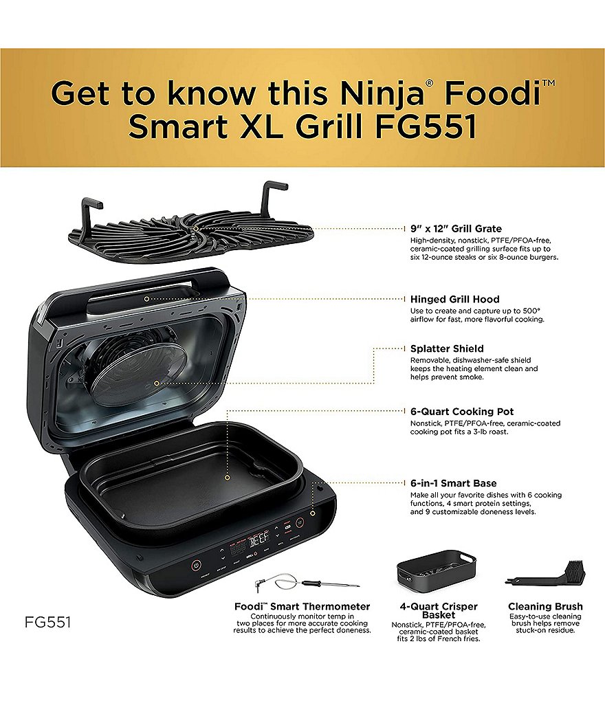 Ninja Foodi&trade; Smart XL 6-in-1 Indoor Grill with 4-Quart Air Fryer