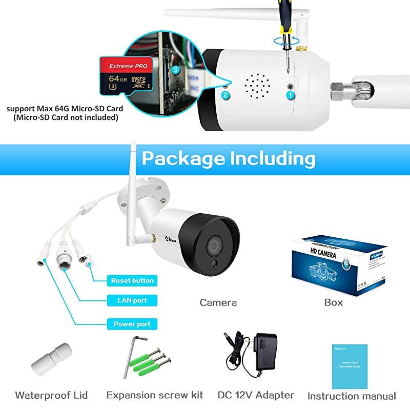 Camera Outdoor 24G WiFi Cameras with 2 Way Audio and Night Vision Motion Detection Camera1080P IP Home Camera System Outside Surveillance Camera