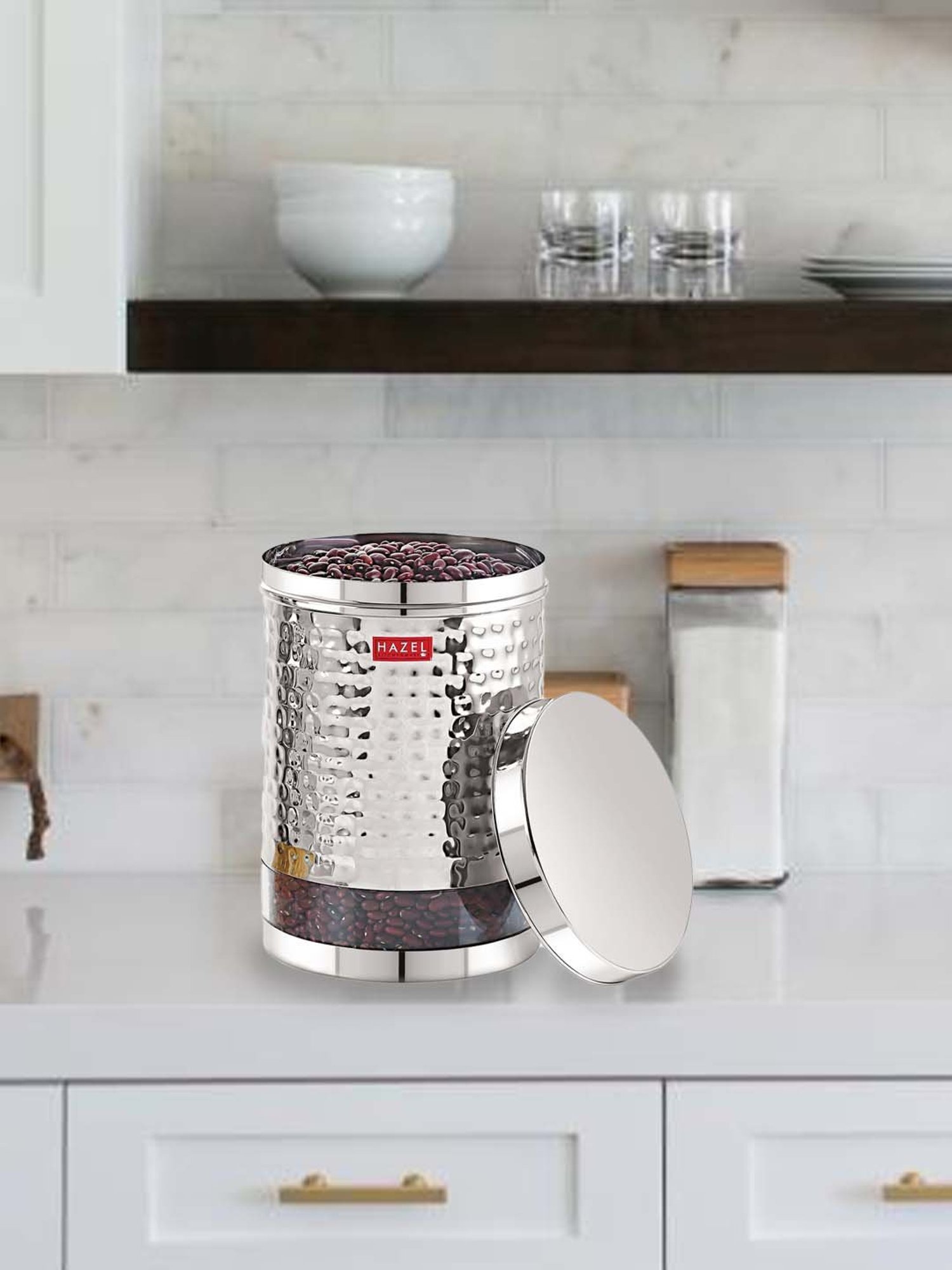 Aristo Silver Stainless Steel Storage Containers with Base Stand - Set of 7