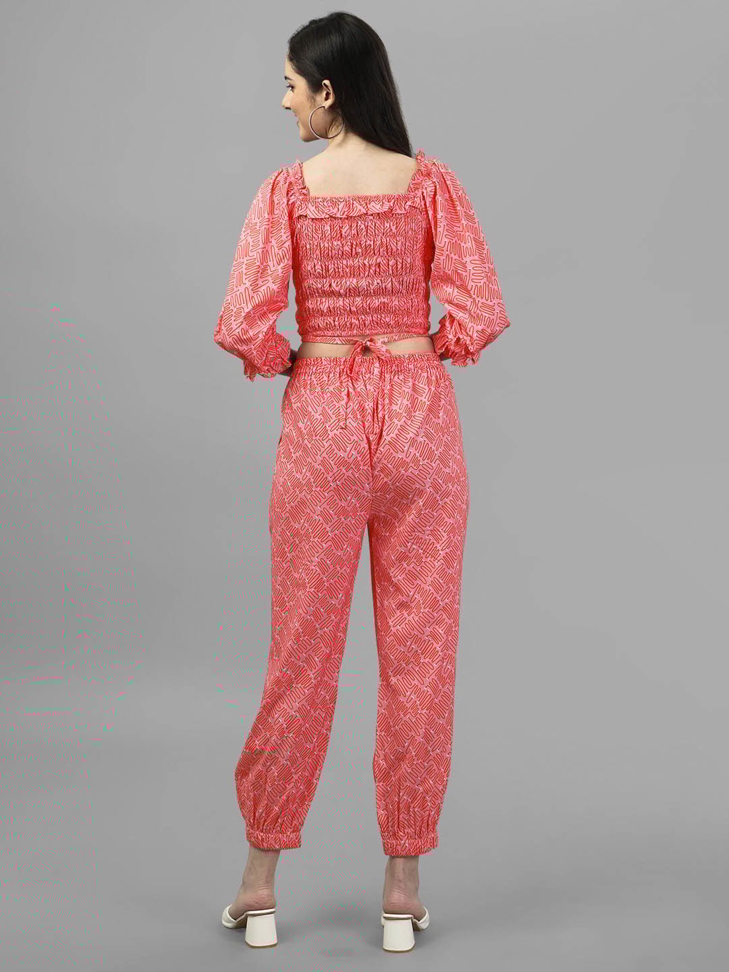 MASAKALI.CO Red Printed Top With Trousers