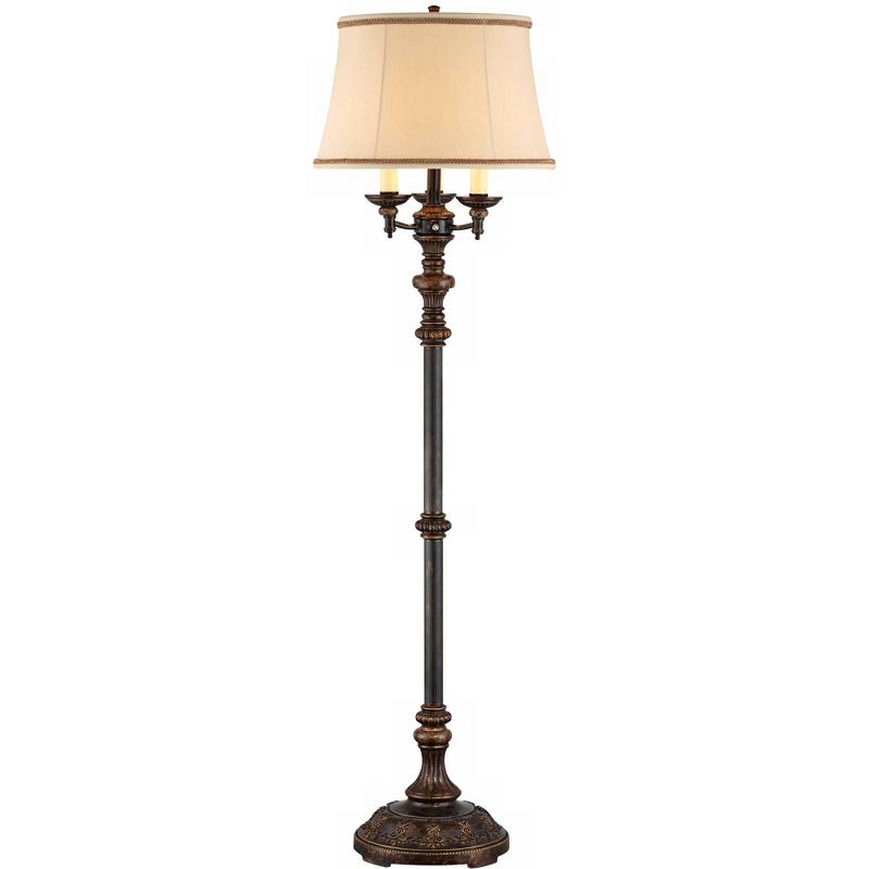 Barnes and Ivy Traditional Floor Lamp Candelabra Style 4-Light Italian Bronze Bell Shade for Living Room Reading Bedroom