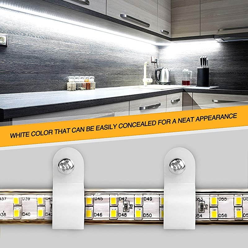 12 Inch Rope Light PStyle Mounting Clips with Pan Head Phillips Stainless Steel Screws 50 Pack Clips and 50Pcs Screws