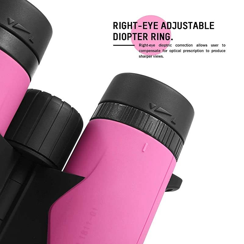 Bird Watching Binoculars for Adults Compact | Waterproof Fog Proof Binoculars for Outdoor Games Hunting | Clear LowLight Vision | Wide Field of View | Professional Sports Optics Pink10X42