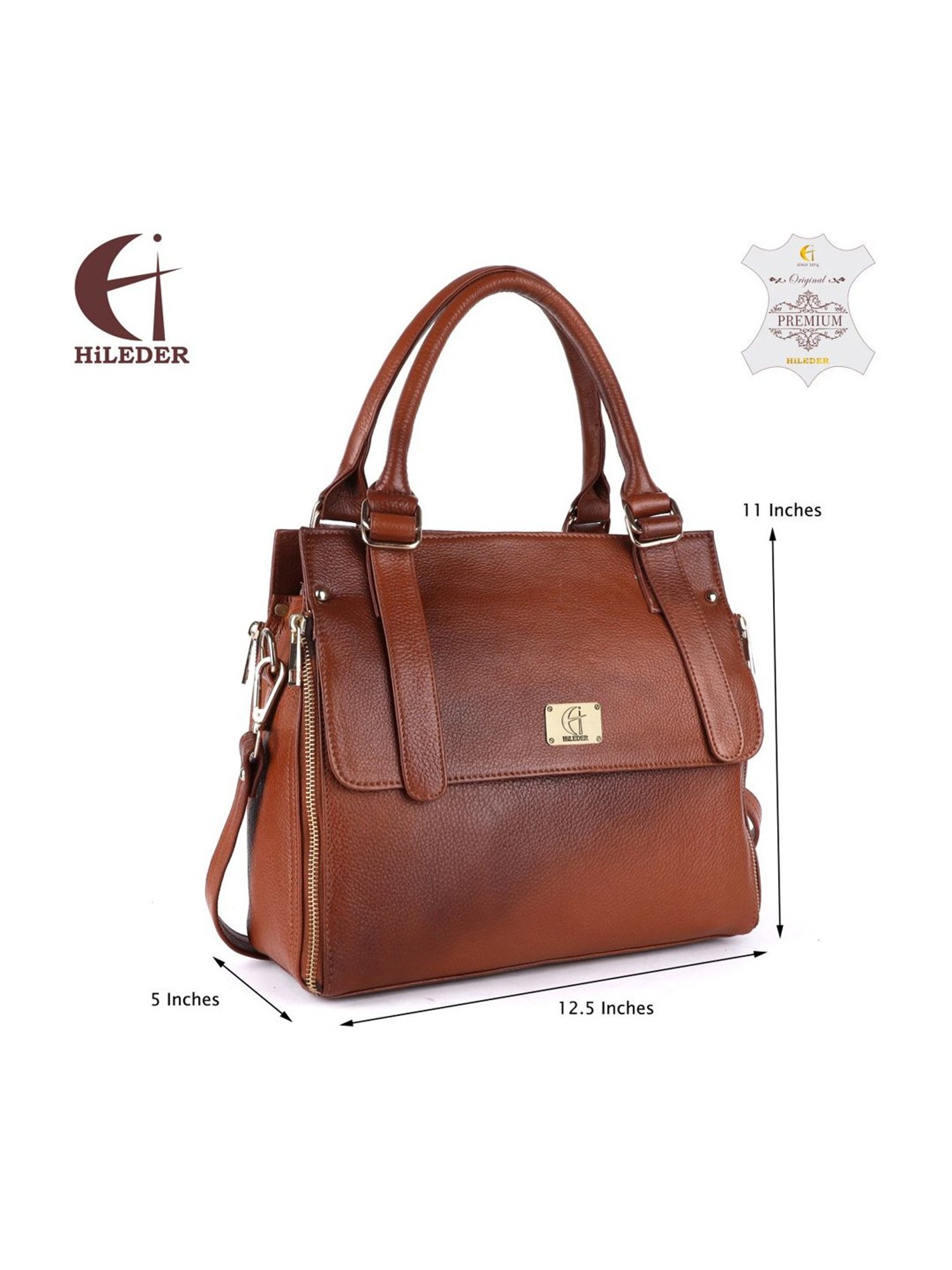 HiLEDER Tan Solid Medium Handbag