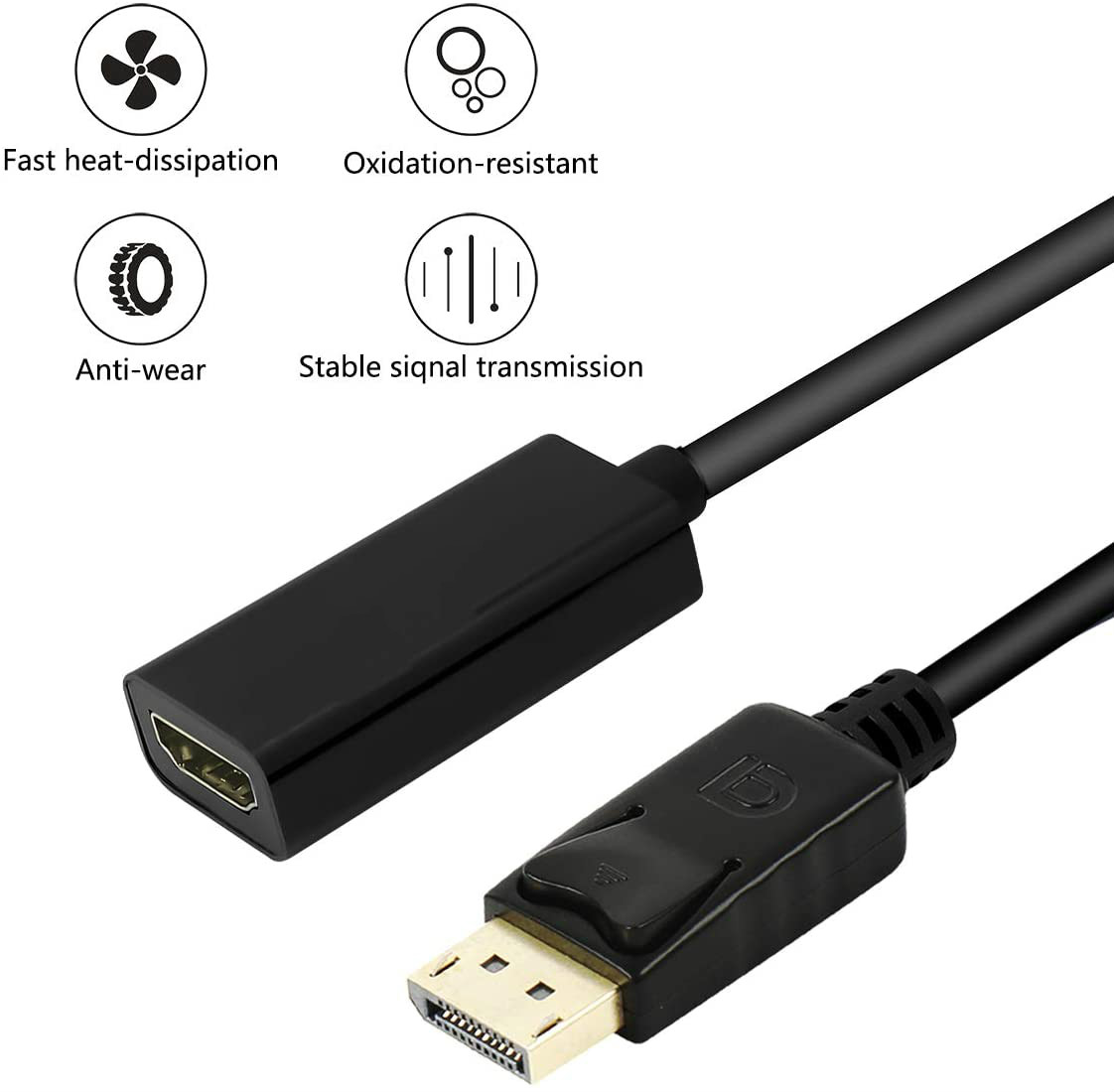 DisplayPort to VGA Gold-Plated DP to VGA Adapter (Male to Female) Compatible for Lenovo, Dell, HP, ASUS