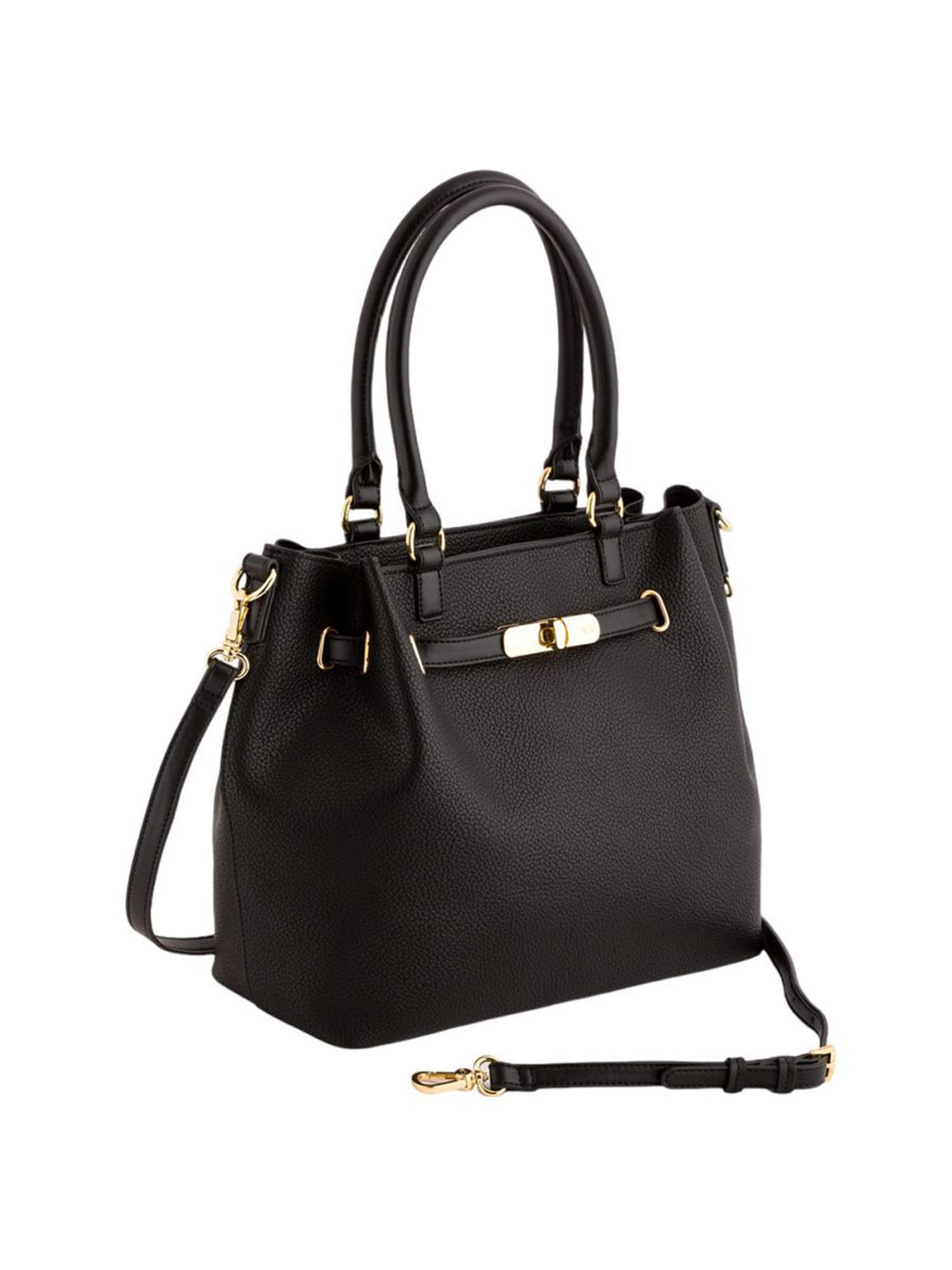 Carpisa ermione V1 Black Faux Leather Solid Handbag
