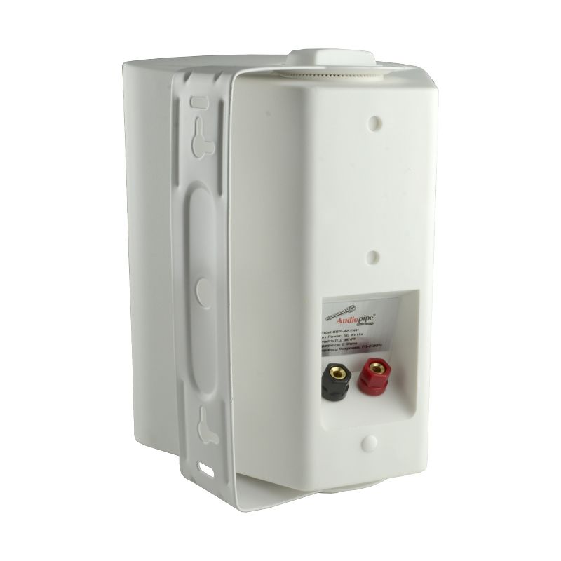 Audiopipe ODP-423WH 4-Inch Indoor/Outdoor Weatherproof Loudspeakers with 60 Watts of Power, Pair, White (4 Pack)