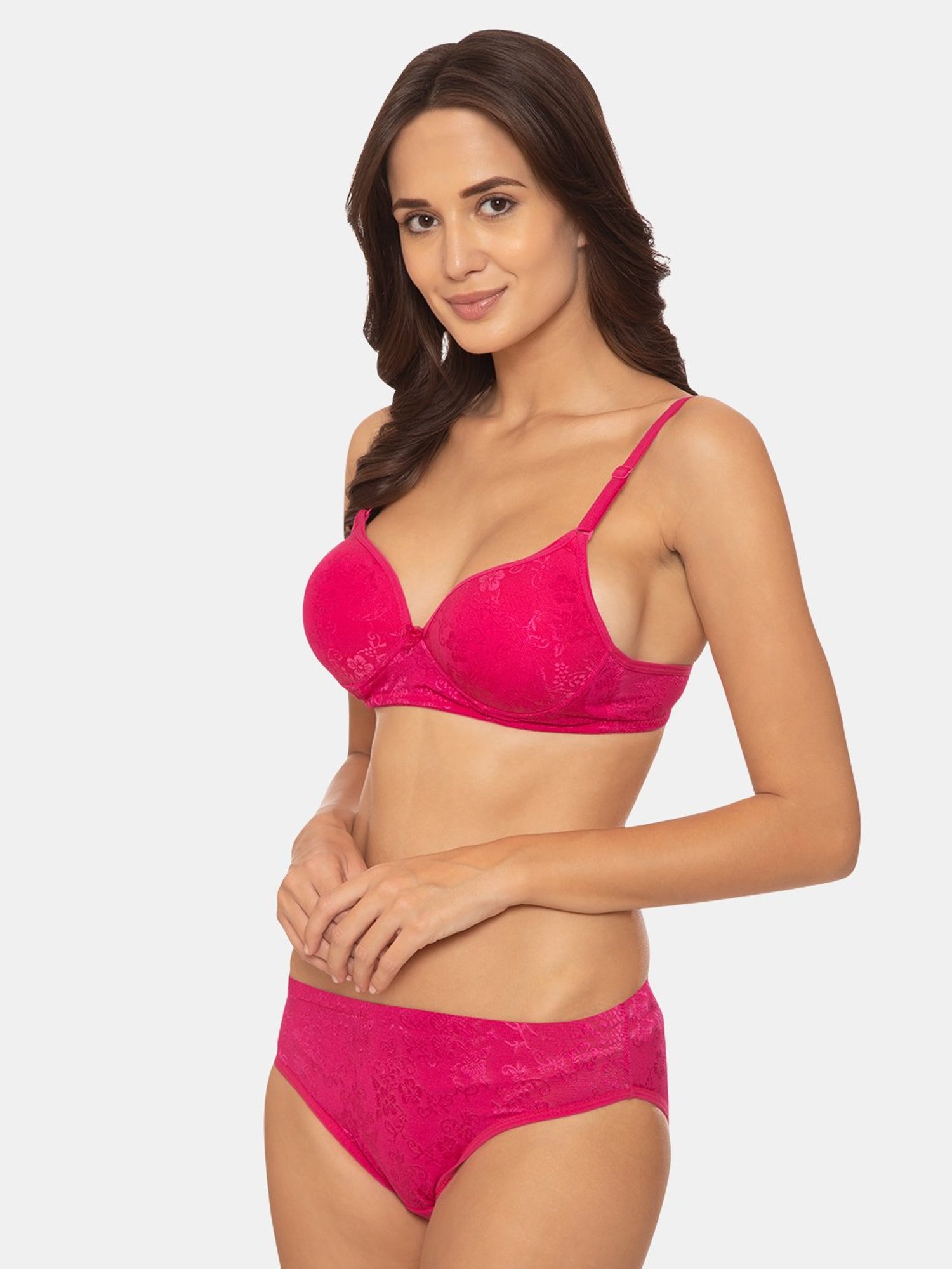 Tweens Dark Pink Non Wired Padded Bra With Panty