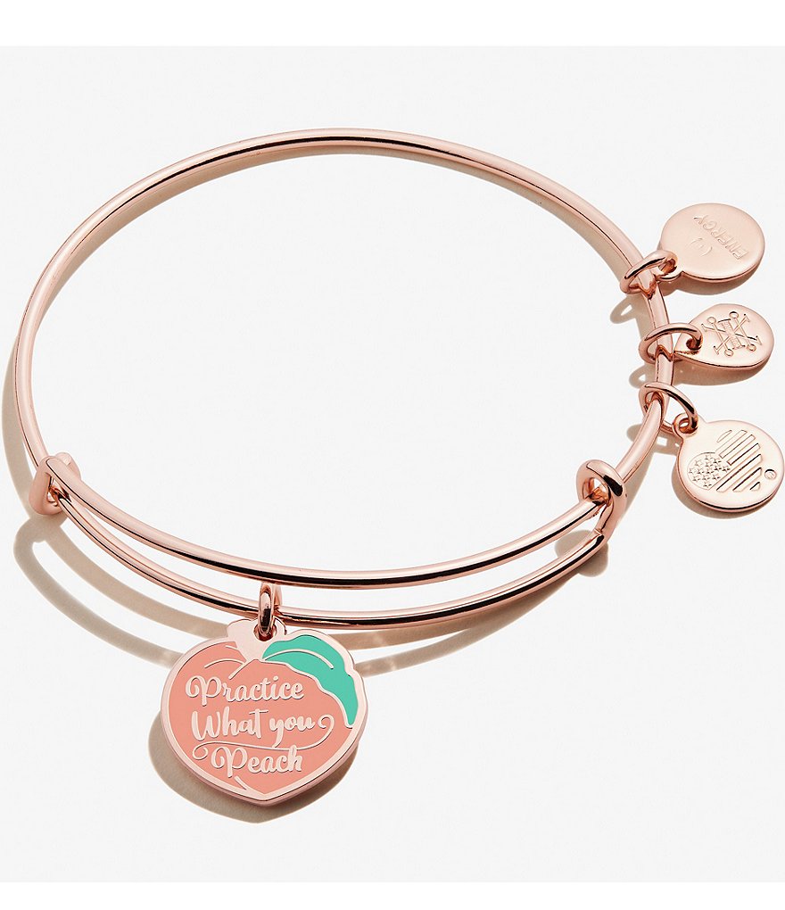 Alex and Ani Practice What You Peach Charm Bangle Bracelet