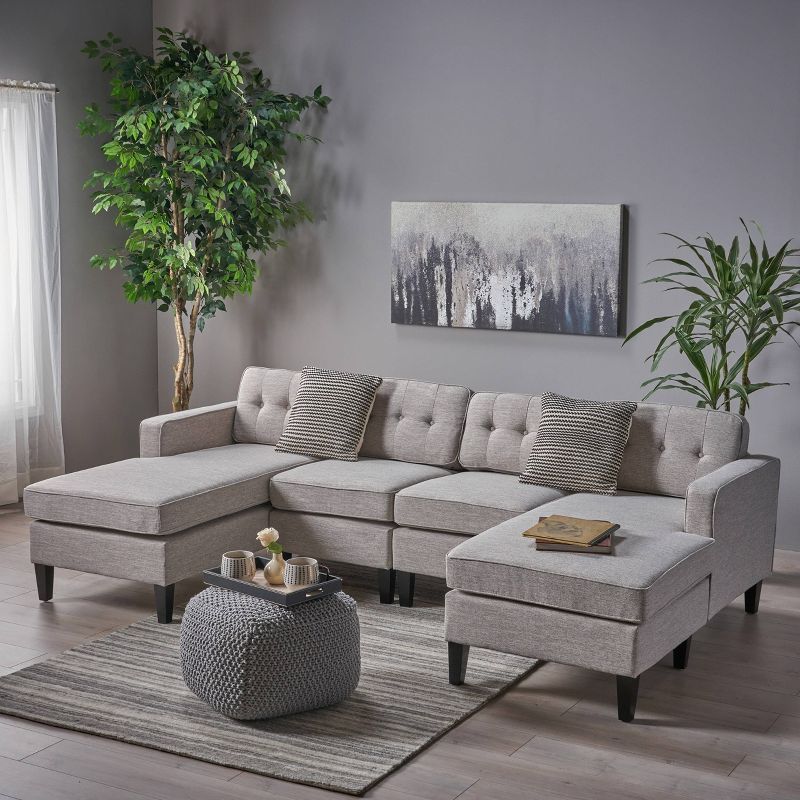 4pc Crowningshield Contemporary Chaise Sectional Light Gray - Christopher Knight Home