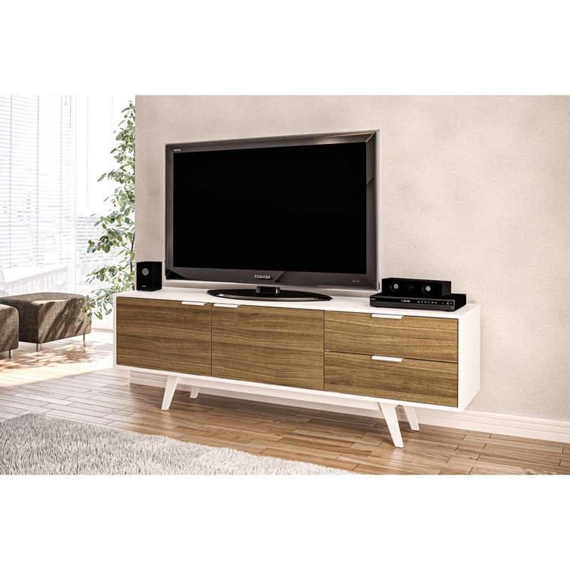 70" Fairfield Tv Stand White and Walnut - Chique