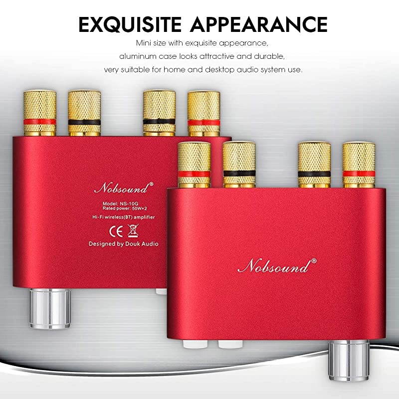 NS10G Mini Bluetooth 50 Digital Amplifier 100W HiFi Amp with Power Supply Red