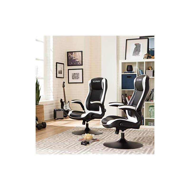 RSP-800 800 Racing Style Rocker, Rocking Gaming Chair, in White (RSP-800-BLK-WHT)