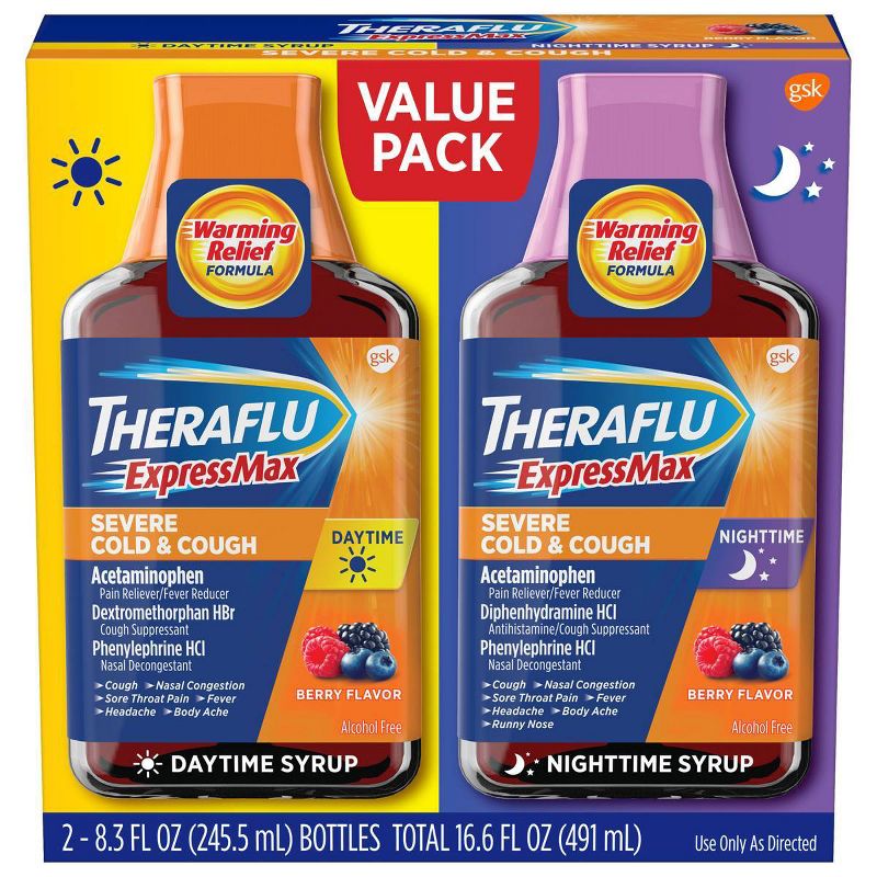 Theraflu ExpressMax Severe Cold & Cough Day/Night Relief Liquid - 8.3 fl oz/2ct