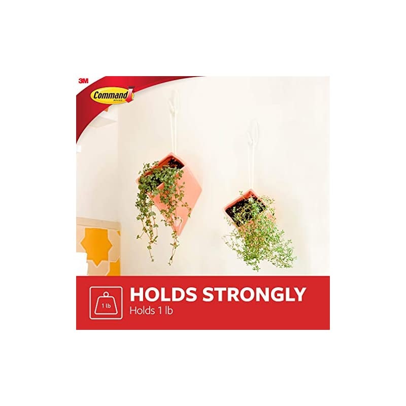 Small Designer Hooks, White, 8-Hooks, 16-Strips, Organize Damage-Free