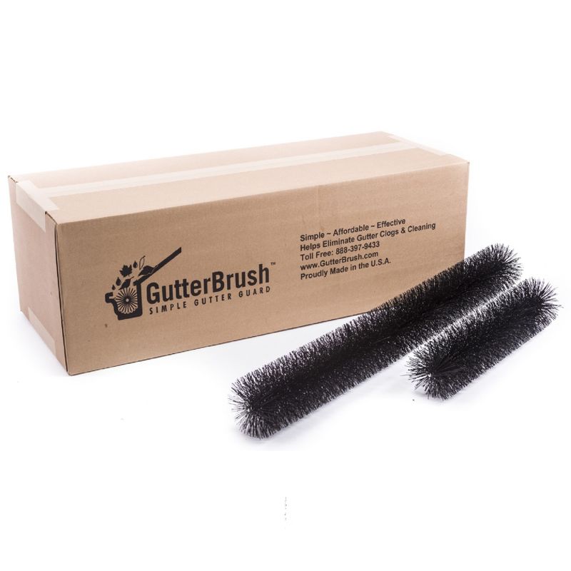 The GutterBrush Simple Gutter Guard 6" Simple Roof Rain Leaf Gutter Guard Shield Protection with Bristles, 60 Ft. Pack