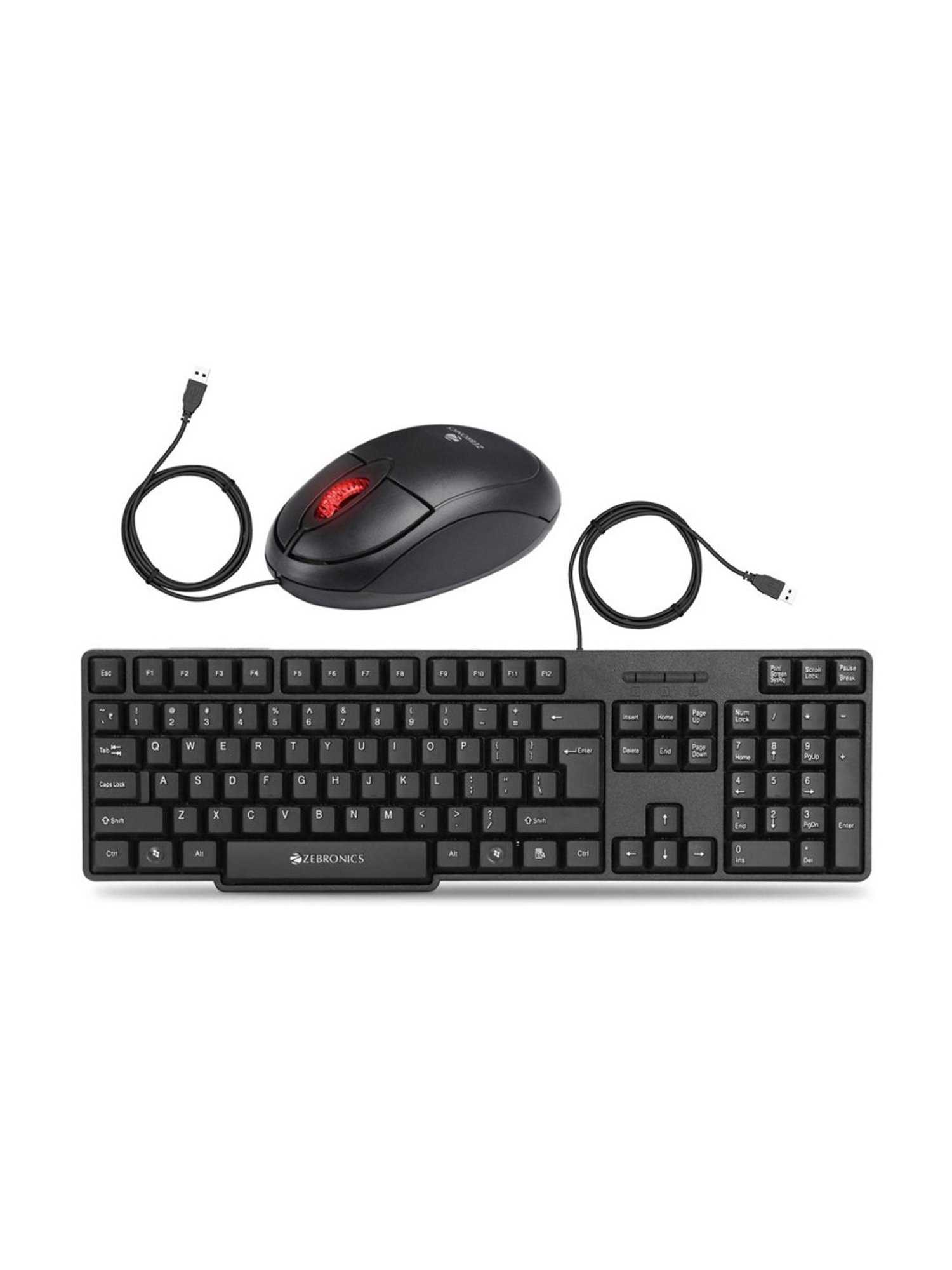 Zebronics Zeb-K20 Keyboard & Zeb-Rise Mouse Combo Set (Black)