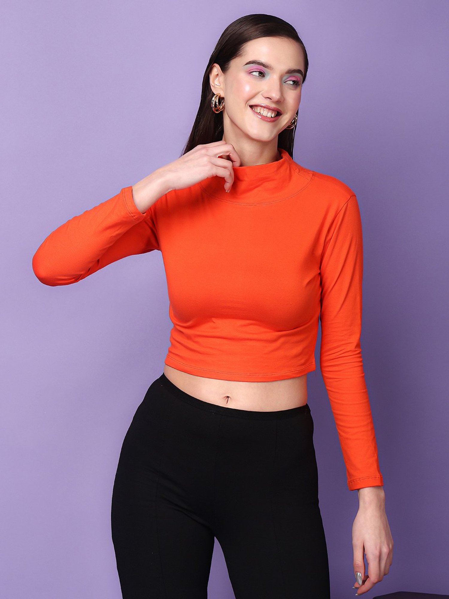 Scorpius Orange Slim Fit Crop Top