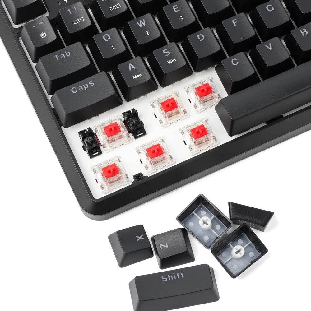 EPOMAKER Ajazz K870T 87 Keys Bluetooth Wired/Wireless Mechanical Keyboard with RGB Backlit, Type C Cable, 2000mAh Battery, NKRO for Gamer (Ajazz Red Switch, Black)