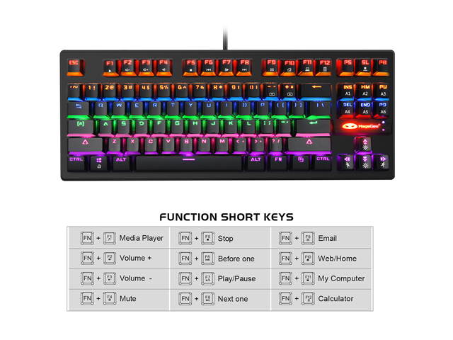 SADES Anivia K8 Gaming Keyboards Blademail Wired USB Keyboards for Pc/Mac gamers, 19 non-conflict keys, 7 colors Backlit, Metal Material