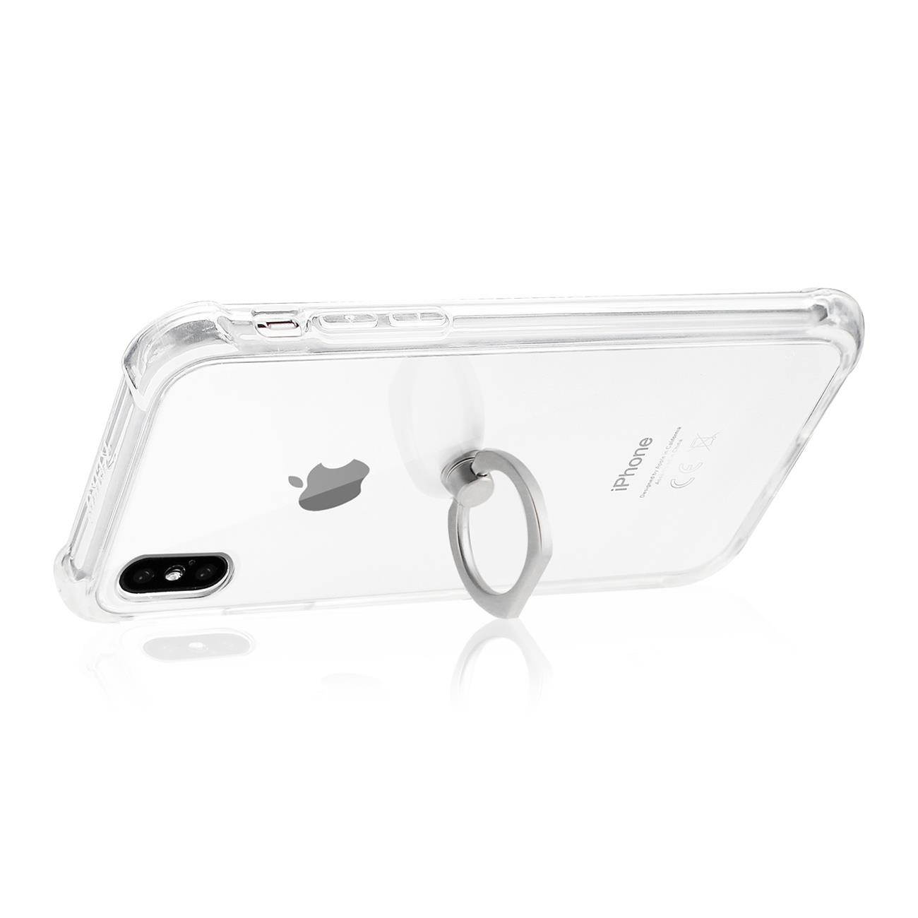 REIKO IPHONE X TRANSPARENT AIR CUSHION PROTECTOR BUMPER CASE WITH RING HOLDER IN CLEAR