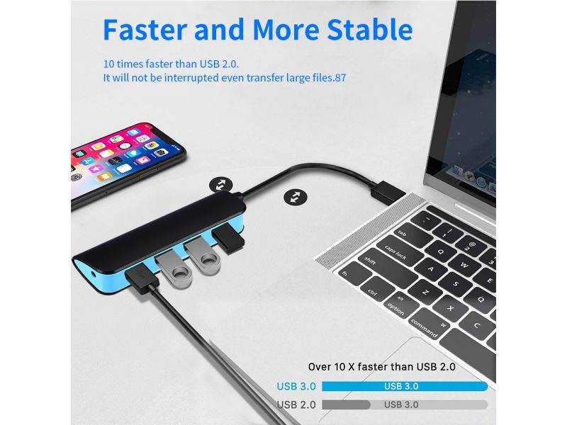 4-PORT USB 3.0 HUB, SUITABLE FOR MACBOOK, MAC PRO, MAC MINI, IMAC, SURFACE PRO, XPS, PC, FLASH DRIVE, COMPACT DATA USB HUB