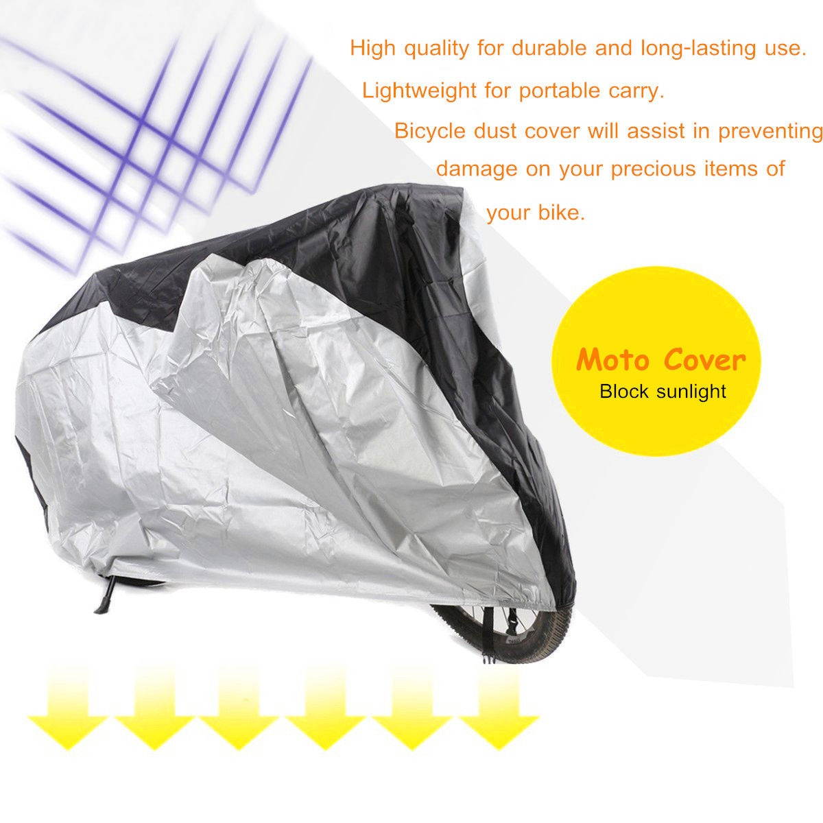 Weather Proof Bike Cover Outdoor Dustproof Bicycle Cover with Lockhole for Mountain/Road Bike - Size XL(Black Center with Silver Periphery)